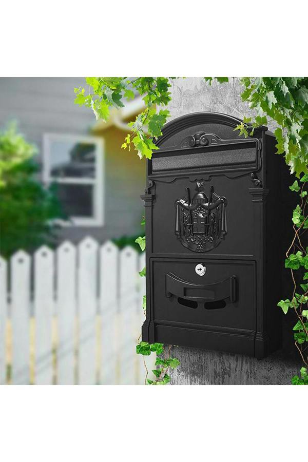 Antique Style Lockable Aluminum Letter Box Wall-Mounted Postbox