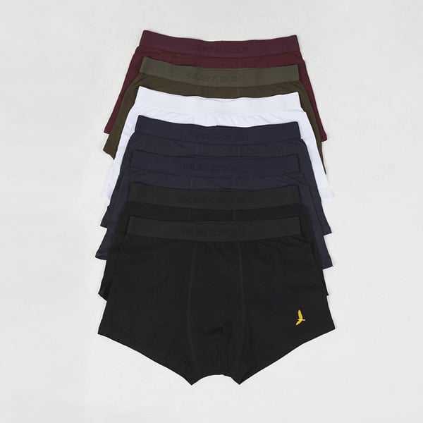 Brave Soul Pack of 7 Boxers with Embroidery Detail - Black