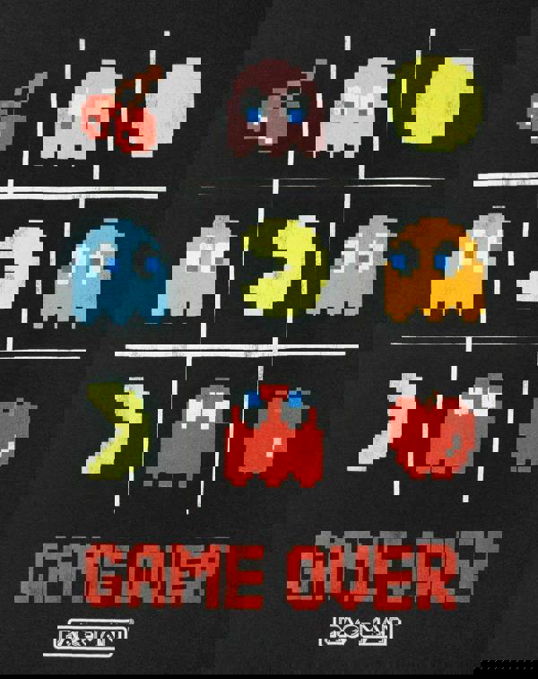 Pacman Mens Black Game Over Short Sleeved T-Shirt