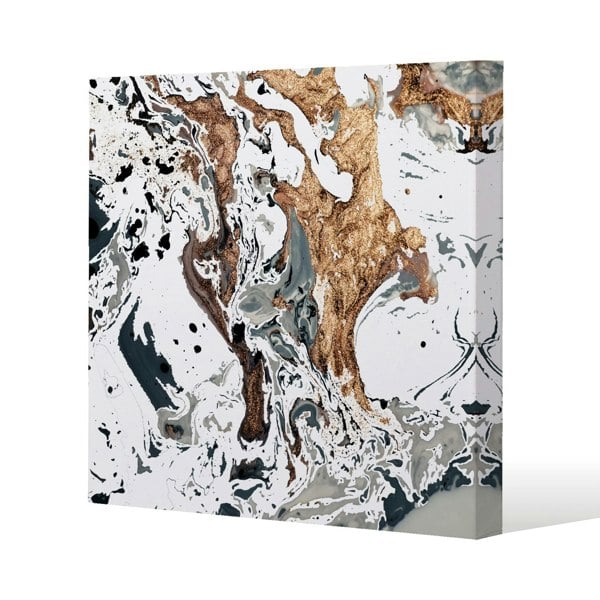 Benjamin Tate Design Bronze Marble Slim Style Canvas Print  30x30cm , 15mm Slim Real wood.