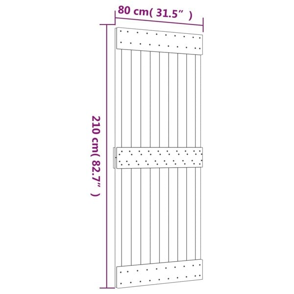 Berkfield Sliding Door with Hardware Set 80x210 cm Solid Wood Pine