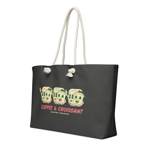 Anchor & Crew GUSTATORY Originals Coffee & Croissant Oversized Weekender Tote Bag