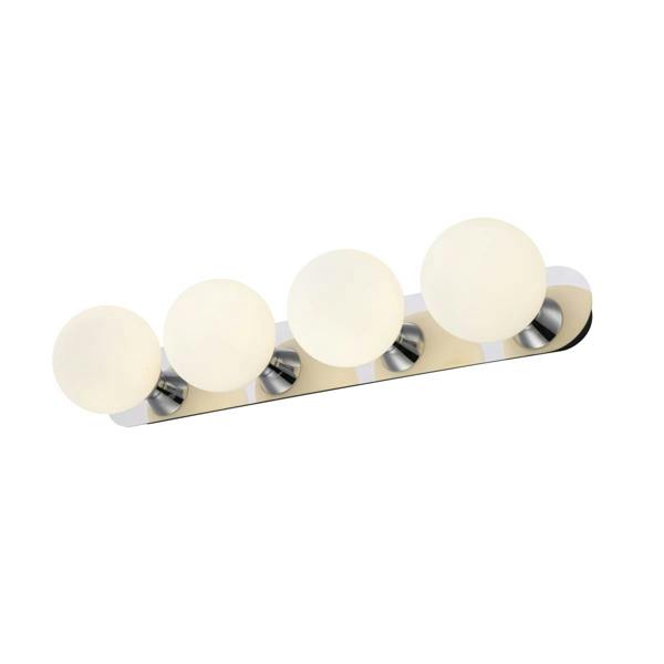 COSYLYTE Bowen Bathroom 4 Light Glass Ceiling Flush Light - Chrome