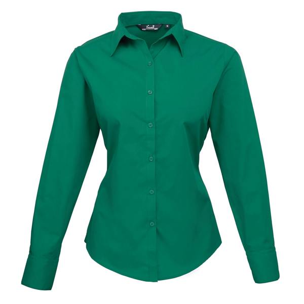 Premier Womens/Ladies Poplin Long-Sleeved Blouse - Emerald