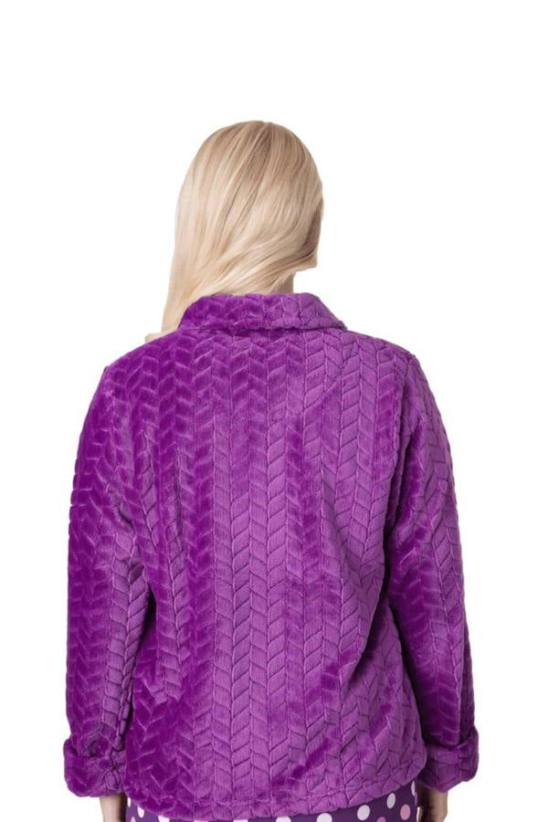 Womens Supersoft Button Front Embossed Bed Jacket