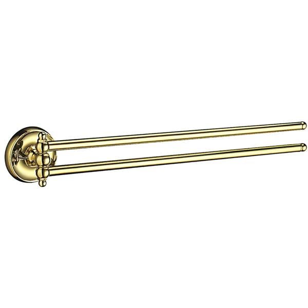 Polished brass swing arm double towel rail