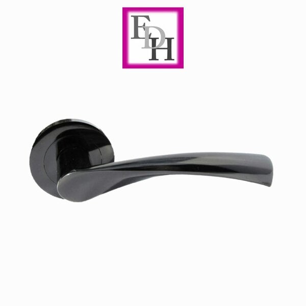 EDH Door Hardware MODERN BLACK Nickel TWIST DOOR HANDLES On Round Rose Door Handle Astrid