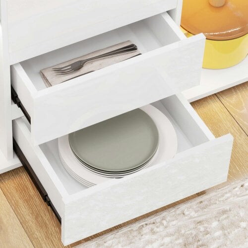 Wyld Haus Latoli High Gloss White Sideboard With Integrated LED Lighting 4 Drawer 4 Doors