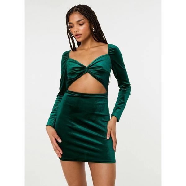 Pink Vanilla Velvet Twist Front Dress