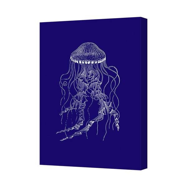 Benjamin Tate Design Blue Jellyfish Canvas Wall Art Print For Ocean Themed Decor