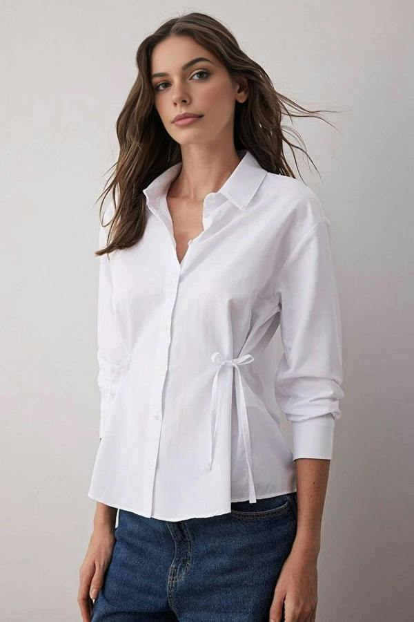 WOVCOR Regular Woven Shirt with Waist Ribbon Detail