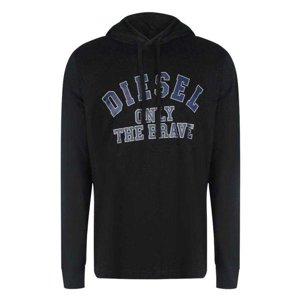 Diesel Mens Only The Brave Logo Hooded T-Shirt - Black - 