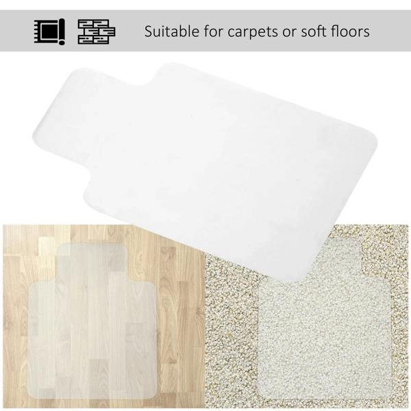 Office chair mat for carpets or soft floors, clear protective sheet with rounded corners