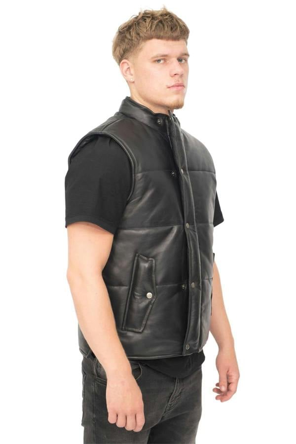 Infinity Leather Mens Classic Leather Puffer Waistcoat-Nottingham