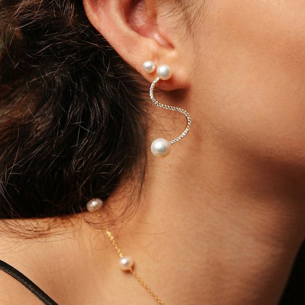 Gold Trip Freshwater Pearl Stud Earrings