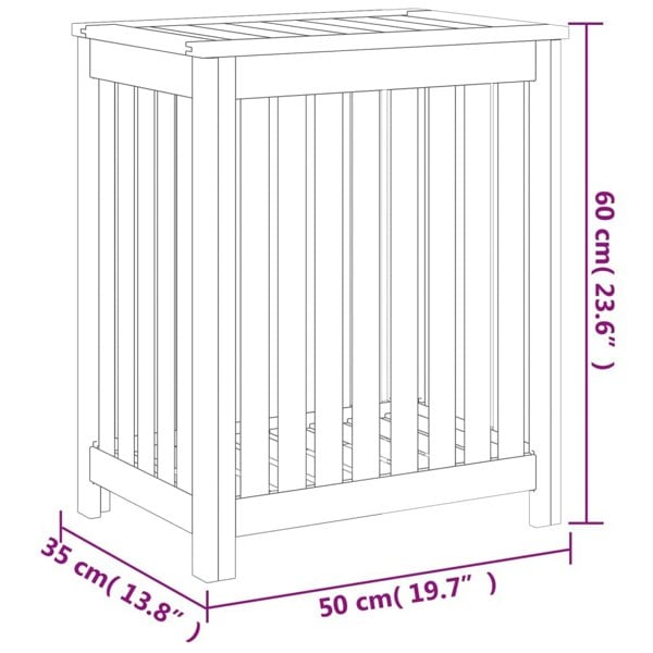 Berkfield Wash Bin 50x35x60 cm Solid Wood Teak