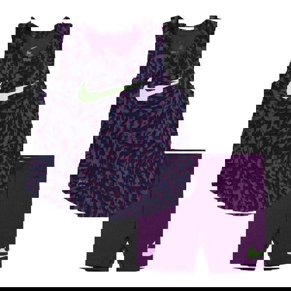 Nike Childrens/Kids Veener Animal Print Top & Shorts Set - Purple - 