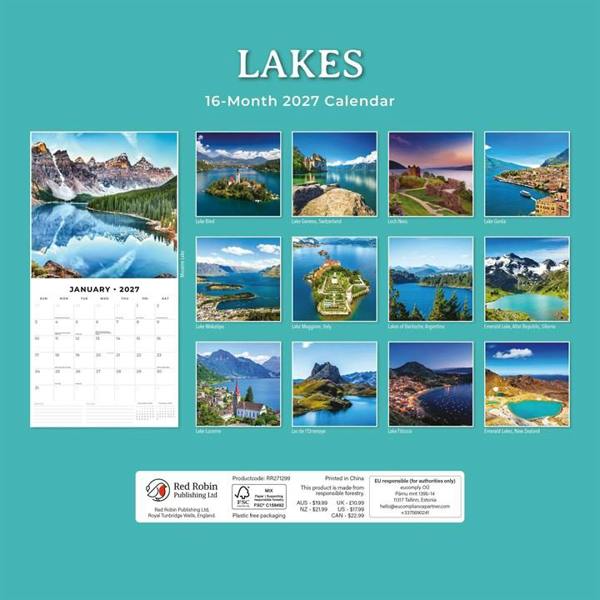 Lakes Calendar 2027, Wall Calendars, Month To View, Natural World, Gift