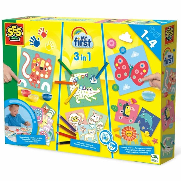 SES Creative My first - 3 in 1 Fingerpainting, colouring and sticking sha