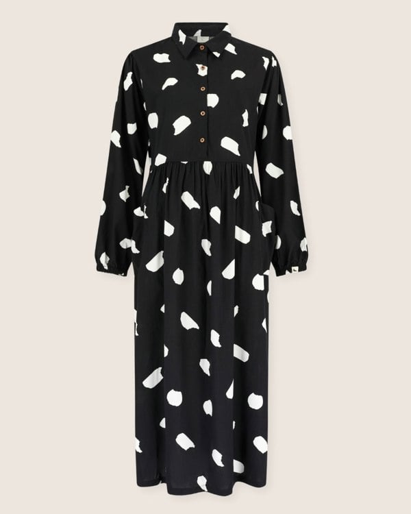 Magda Black Snow Blizzard Print Long Sleeve Midi Dress - image 2