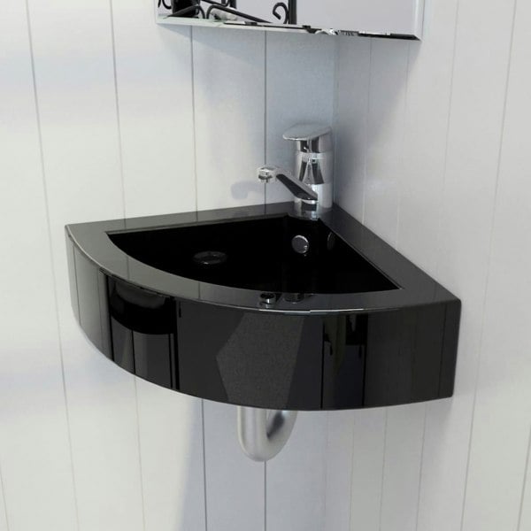 Berkfield Wash Basin with Overflow 45x32x12.5 cm Black
