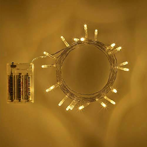 Warm White Battery Operated Fairy String Lights in 20, 40 or 80 LED Sizes with Clear Cable image 5