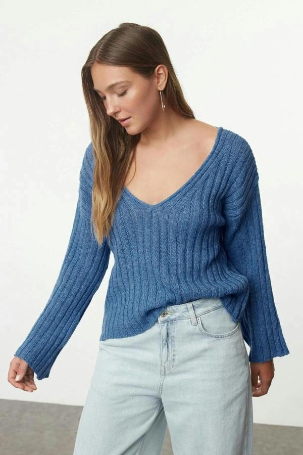 Hoxton Gal Mercerized Look Wool Blend Oversized Basic Knit Sweater