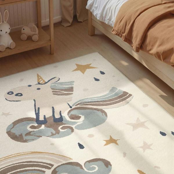 Adventures Kids Rug Einhorn Cream Multicolor Sound-absorbing, Soft durable