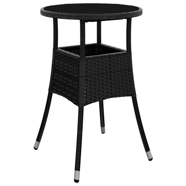 Berkfield Garden Table 60x75 cm Tempered Glass and Poly Rattan Black
