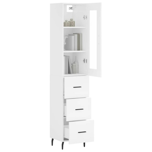 Berkfield Highboard White 34.5x34x180 cm Engineered Wood