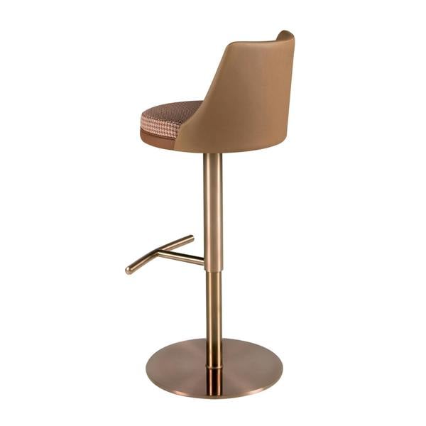 Angel Cerdá Swivel Stool in Terracotta Brown and Beige Fabric and Brown Leatherette 4229