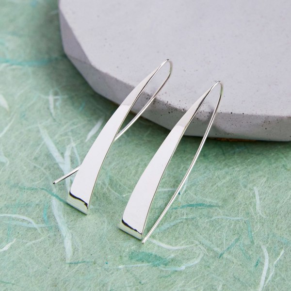 Elliptical Silver Drop Earrings - Otis Jaxon Silver Jewellery