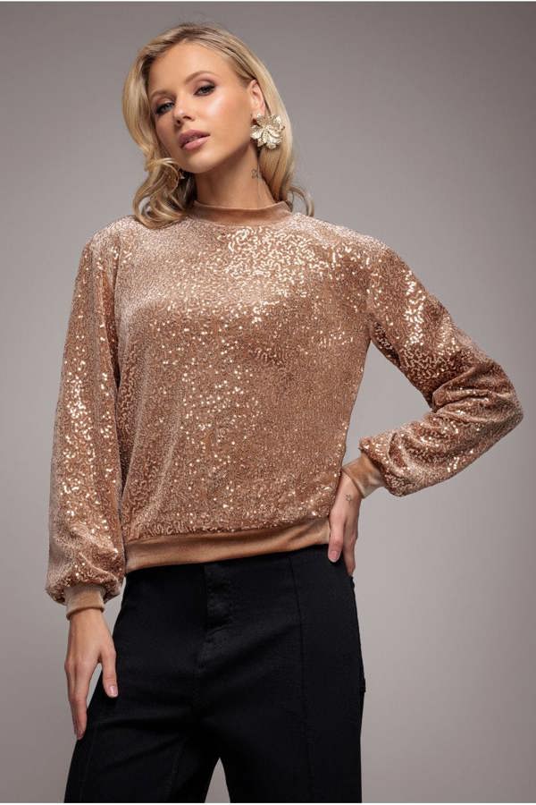 Sequin Velvet Jumper - Champagne T199