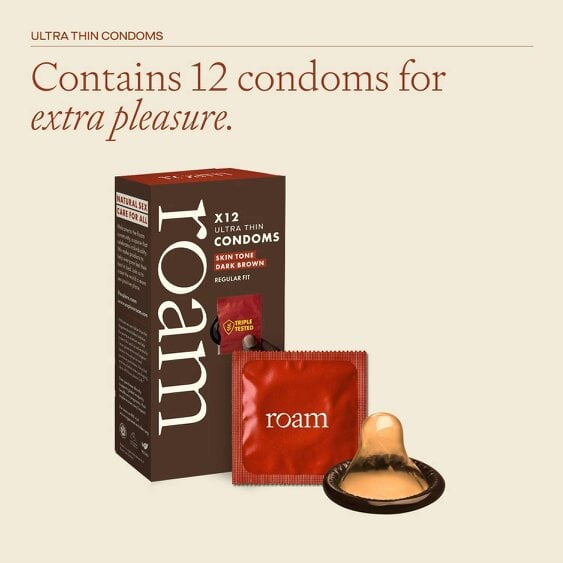 Roam Dark Brown Skin Tone Condoms - Ultra Thin Regular Fit - 48 Pack (4 x 12)