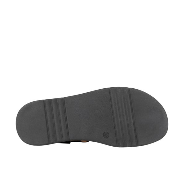 Embassy London Amalfi - Black Gold Drops - Women's 1.3 inch flatform strappy leather chunky sandal