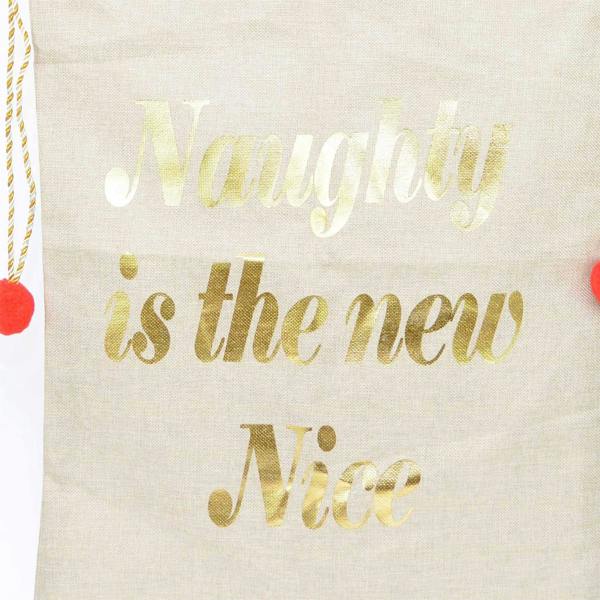 Large Hessian Santa Sack with Naughty Is The New Nice Message for Christmas Gift Storage image 9