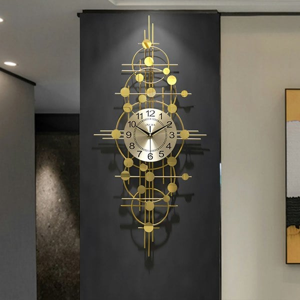Cohen Art Deco Gold Wall Clock, Silent Clock, Horizontal Or Vertical - living room sideboard