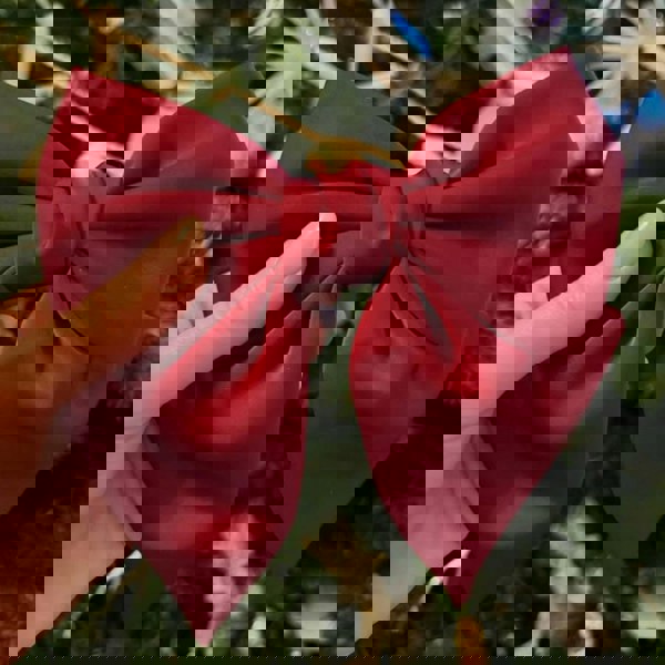 red hair bow satin hair bow hair clip red bow hair clip barrette christmas hair accessory