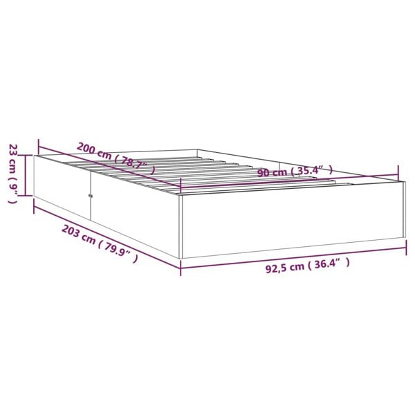 Berkfield Bed Frame White Solid Wood 90x200 cm