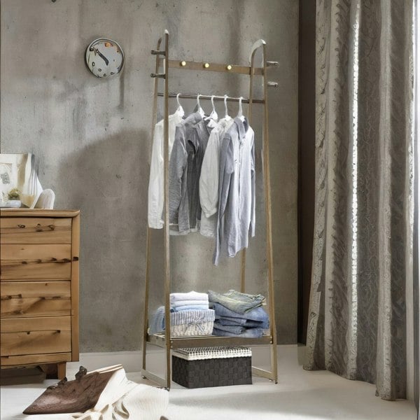 Rafaelo Mobilia Bamboo Walnut Open Clothes Rack