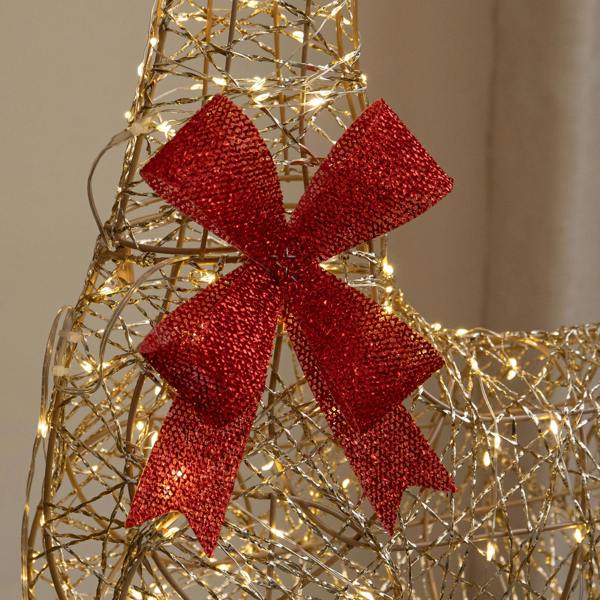 Samuel Alexander 90cm Light up Gold Twist Christmas Standing Reindeer with 300 Warm White LEDs