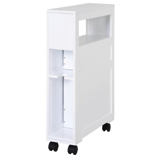 Wyld Haus Minbalu Narrow Rolling Bathroom Storage Unit With 2 Drawers And Wheels