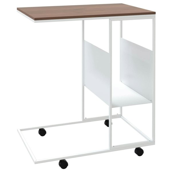 Berkfield Side Table with Wheels White 55x36x63.5 cm Engineered Wood