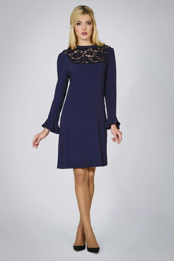 Rumour London Lavinia lace-panelled cady dress