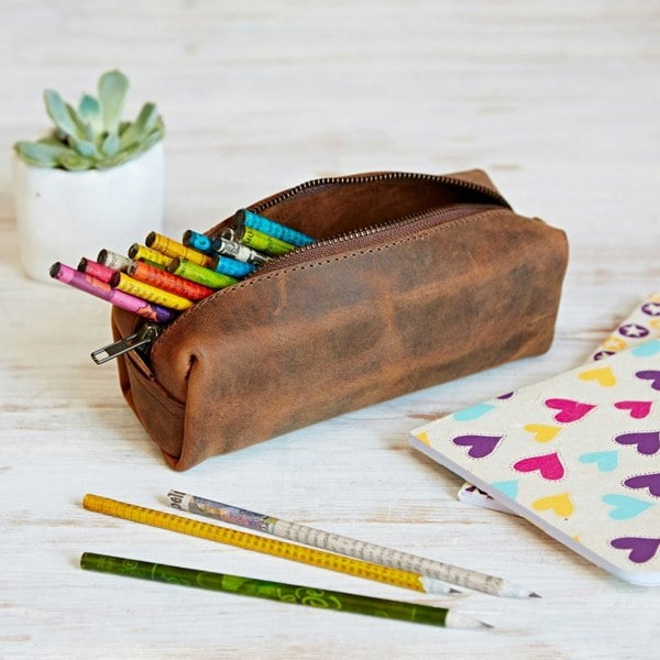 Paper High Buffalo Leather Square Pencil Case