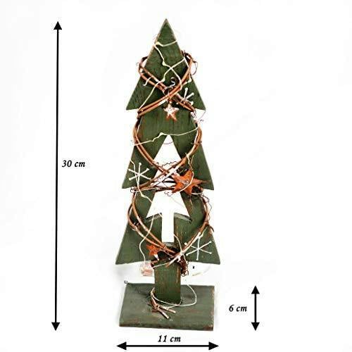 30cm Green Tree Wooden LED Tree Tabletop Centrepiece Christmas Holiday Home decoration with 20 Warm white LEDs Green Tree image 8