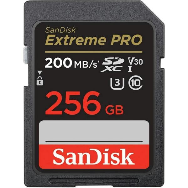 SanDisk Extreme PRO SDXC card 200MBs UHSI U3 V30 256GB