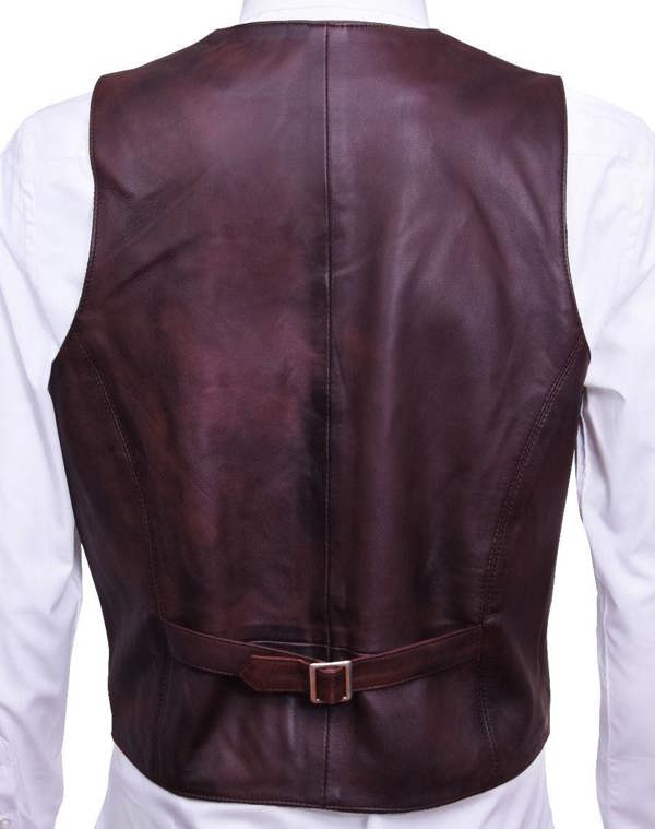 Infinity Leather Mens Leather Waistcoat Formal Traditional Gilet Vest