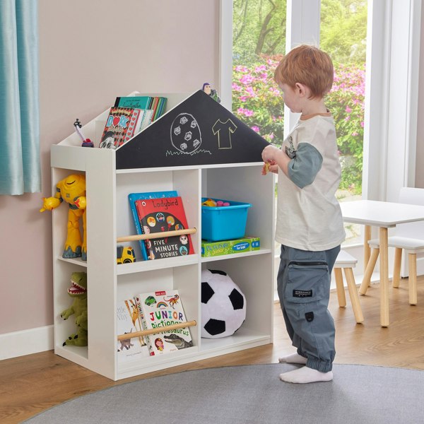 Liberty House Toys Kids White Blackboard Bookcase and Storage Cabinet