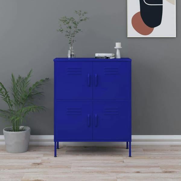 Berkfield Home Berkfield Storage Cabinet Navy Blue 80x35x101.5 cm Steel